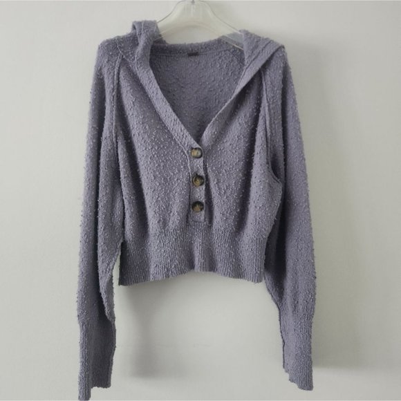 Free People Purple Hooded Cardigan - Picture 6 of 8